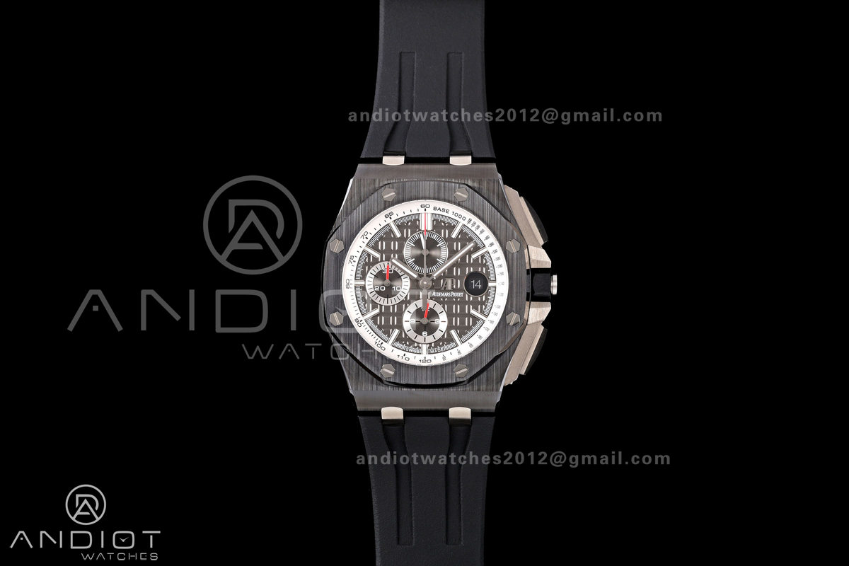 Royal Oak Offshore 44mm Black Ceramic Bezel JF 1:1 Best Edition Gray Dial on Rubber Strap A3126